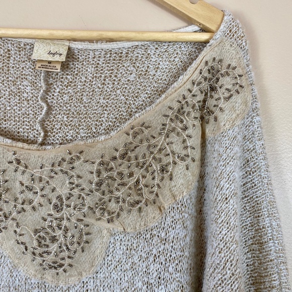 Daytrip Dolman Beaded Crop Sweater sz M - Picture 4 of 8